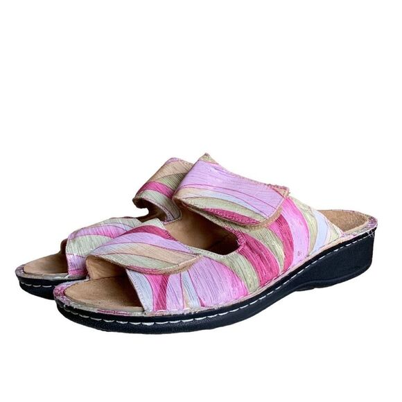 Joseph Stewart Pastel Cork Slip on Slides Sandals Pink Swirl Women’s size 10 - Picture 9 of 10